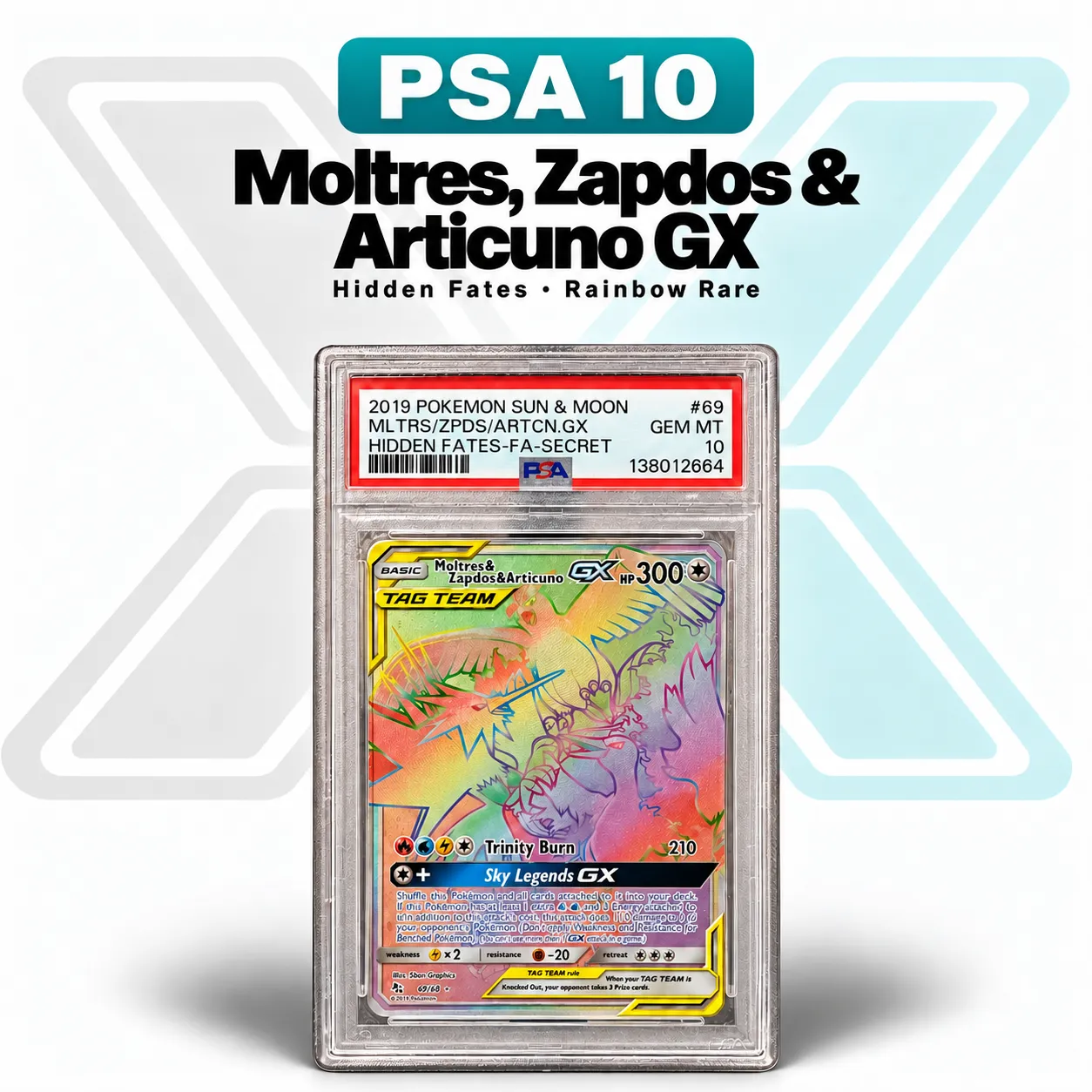 PSA 10 - Moltres, Zapdos & Articuno GX - Hidden Fates